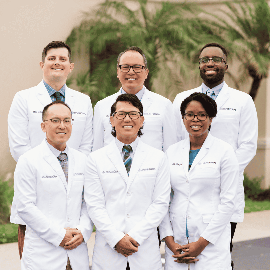 Doctors at Chen Dental featuring Dr. William Chen, Dr. Jere Seralde, Dr. Kenneth Chen, Dr. Alan Ward, Dr. Sharon Hodge, and Dr. Carl-El Semerzier